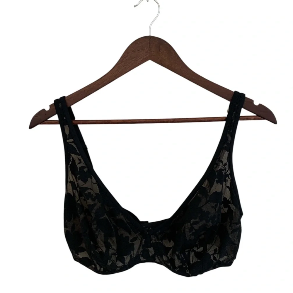 Third Love unlined foliage perfect coverage bra size 32G Wirefree‎ black lace
